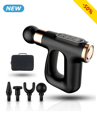 Massage-Gun wärmend, 12 Geschwindigkeiten, 4 Massageköpfe