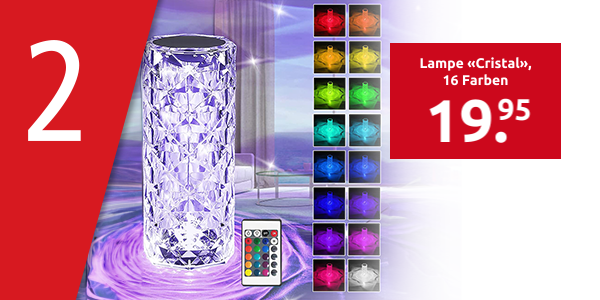 Lampe «Cristal», 16 Farben, H 19,5 cm