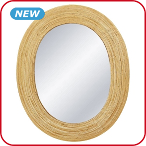 Ovaler Spiegel aus Rattan
