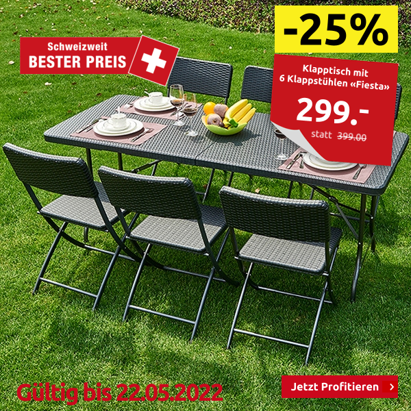 Klapptisch mit 6 Klappstühlen «Fiesta»