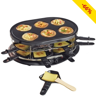 Raclette-Party JUMBO, doppelstöckig, 16 Pfännchen + Spatel
