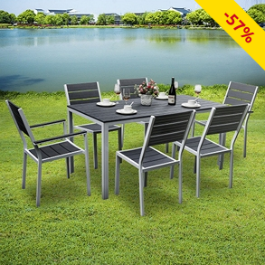 Gartenset «Cancun», 7-teilig, weiss/ grau