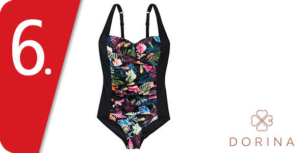Dorina, Badeanzug mit Bauchkontrolle, schwarz/bedruckt