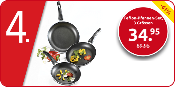 Teflon-Pfannen-Set, 3 Grössen