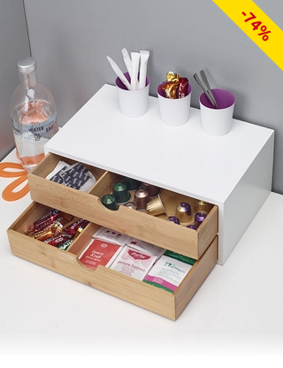 Bambusschublade für Tee & Kaffee, 2-stöckig