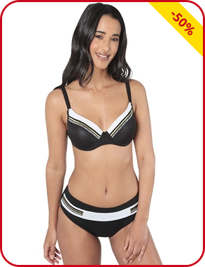 Push up-Bikini, schwarz/weiss