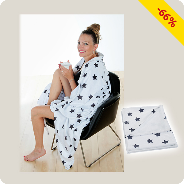 Fleecedecke «Sterne» 150 x 200 cm, weiss