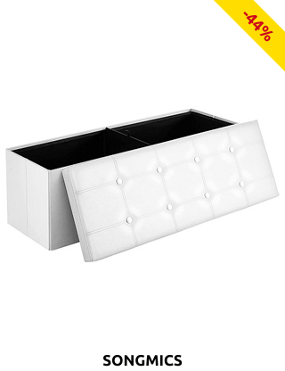 SONGMICS Aufbewahrungsbank, L 110 x B 38 x H 38 cm, weiss