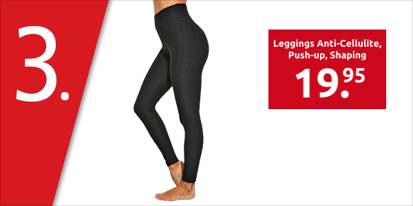 Leggings Anti-Cellulite, Push-up, Shaping, schwarz
