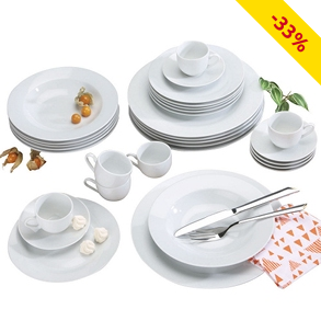 Porzellan-Tafelservice «Bianca», 30-teilig, 6 Personen