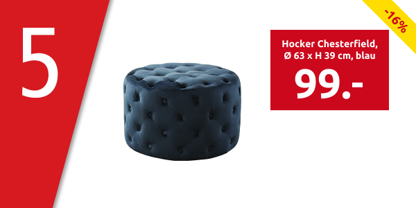 Hocker Chesterfield, Ø 63 x H 39 cm, blau