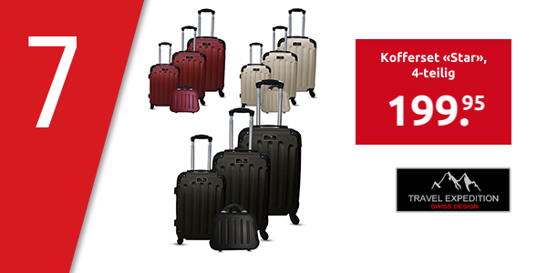 TRAVEL EXPEDITION Kofferset «Star», 4-teilig, H 57/67/77 cm, light, rot