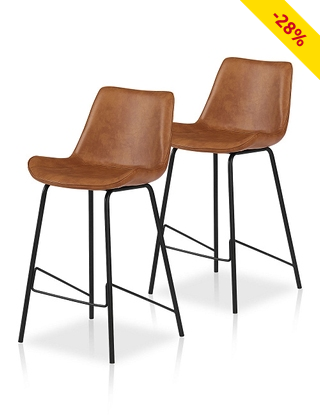 Barhocker «Samy», 2 Stück im Set, B 50 x H 96 x T 48 cm, braun