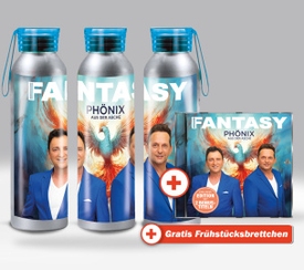 Phönix aus der Asche Fan-Set Trinkflasche + CD + GRATIS Frühstücksbrettchen