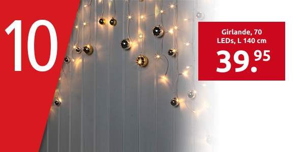 Girlande «Weihnachtskugeln», 70 LEDs, L 140 cm