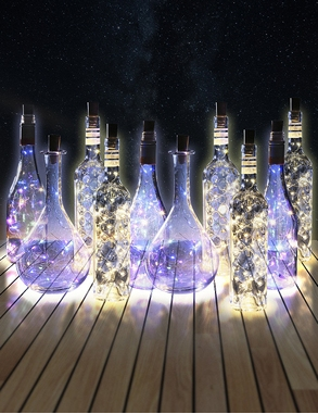 LED-Flaschenverschluss, 10er-Set, warmweiss/bunt