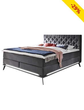Boxspringbett «Milan» mit LED, 180 x 200 cm, anthrazit