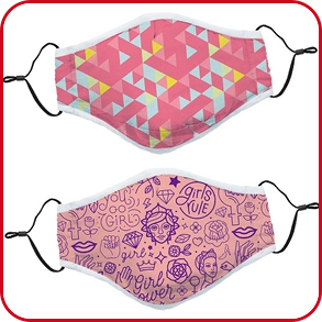 Mund-Nasen-Schutz aus Stoff für Kinder, 2er-Set, power, retro