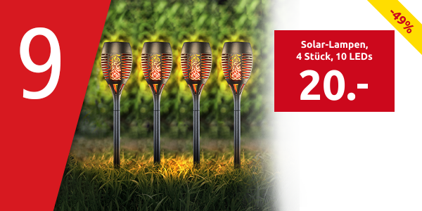 Solar-Lampen, 4 Stück, 10 LEDs