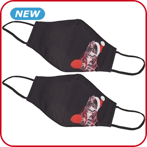 Mund-Nasen-Schutz aus Textil «XMAS», 2er-Set, schwarz/Katze