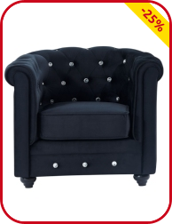 Sessel «Chesterfield», schwarz mit Strass Sessel «Chesterfield», schwarz mit Strass