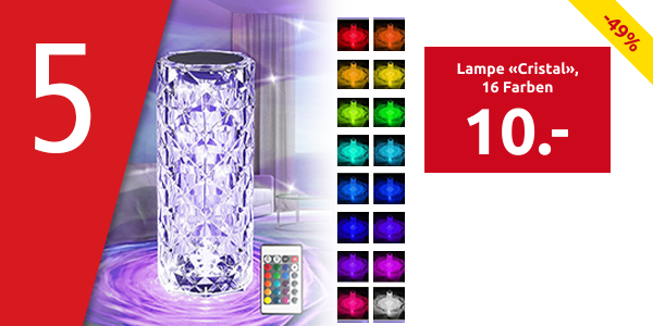Lampe «Cristal», 16 Farben, H 19,5 cm