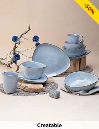 CreaTable Tafelservice «Cloudy Sky», 10-teiliges Set für 2 Personen