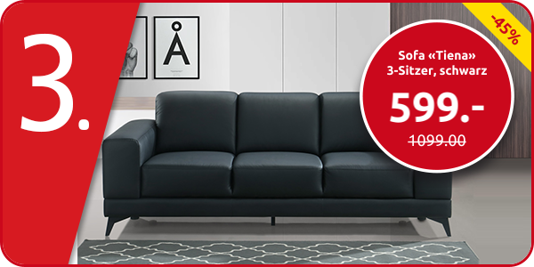 Sofa «Tiena» 3-Sitzer, B 206, schwarz