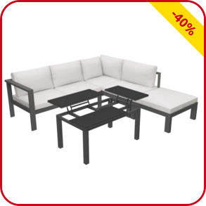 Gartenset «Lift» mit Ecksofa, Alu, grau