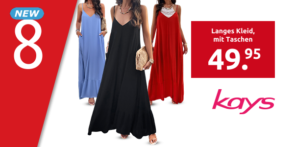 Langes Kleid «Bella», mit Taschen, blau