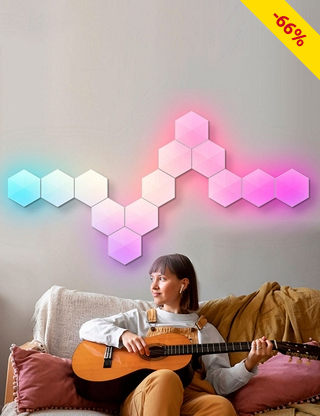 Wandleuchte «Hexalight», RGB-LEDs, individuell gestaltbar, Licht- und Musikmodi
