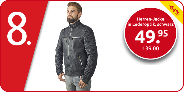 Herren-Jacke, in leicht geprägter Lederoptik, schwarz
