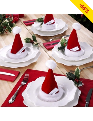 Tischdekoration mit befüllbaren Weihnachtsmützen, 6 Stück