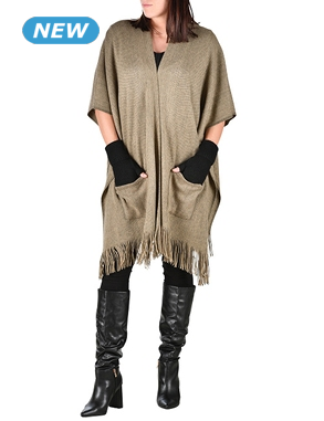 Poncho mit 2 Taschen, khaki