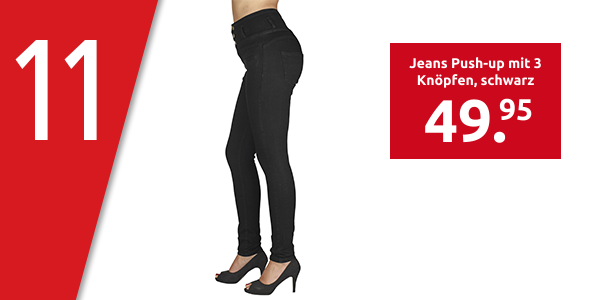 Jeans Push-up mit 3 Knöpfen, schwarz