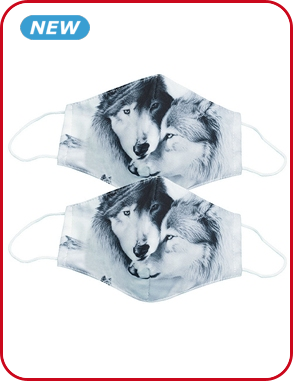 Mund-, Nasen-Schutz aus Stoff «Wolf», 2er-Set