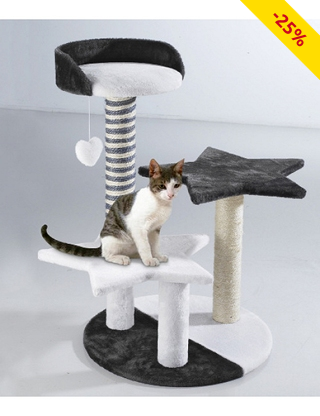 Kratzbaum «Star» mit kuscheligem Plüsch-Katzenbett