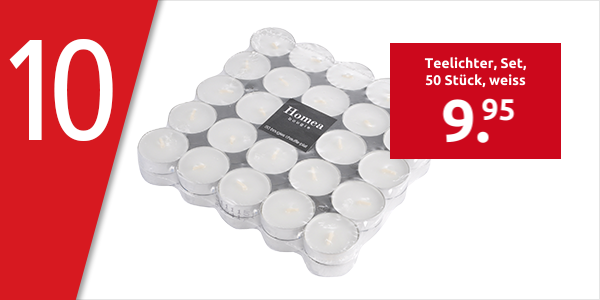 Teelichter, Set, 50 Stück, weiss