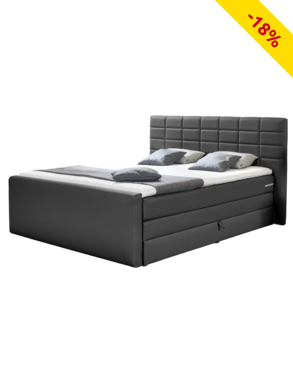 Boxspring-Bett «Nora», grau, 160 x 200 cm, 2 Boxen, 2 Matratzen