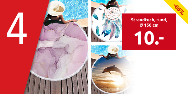 Strandtuch, rund, Ø 150 cm, «Pink»