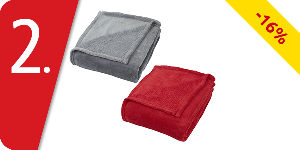 2er-Set Fleecedecken «Coral», 150 x 200 cm, rot + grau