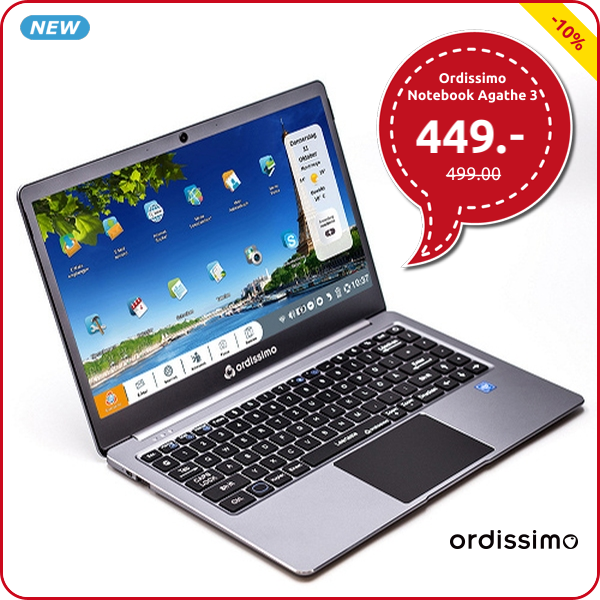 Ordissimo Notebook «Agathe 3», 14", Intel N3350, 64 GB eMMC