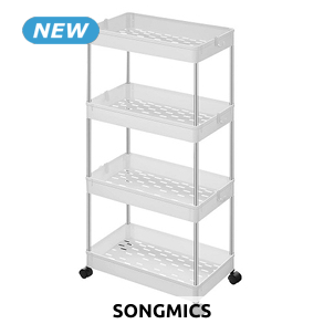 SONGMICS Aufbewahrungswagen, B 40 x H 86 x T 22 cm, weiss