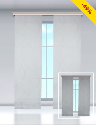 Schiebevorhang «Panel» 1 Stück, grau/weiss