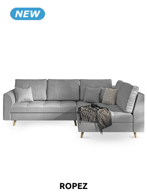 ROPEZ Ecksofa «Ario», Ottomane fix rechts, 231 x 161 x H 81 cm, grau