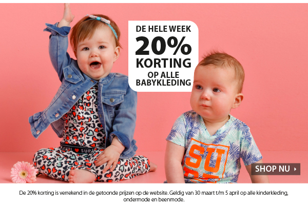 20% korting op babykleding!