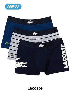 LACOSTE 3er-Pack Boxer, navy + schwarz + grau