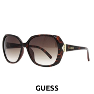 GUESS Damensonnenbrille mit goldfarbenem Dekor, braun