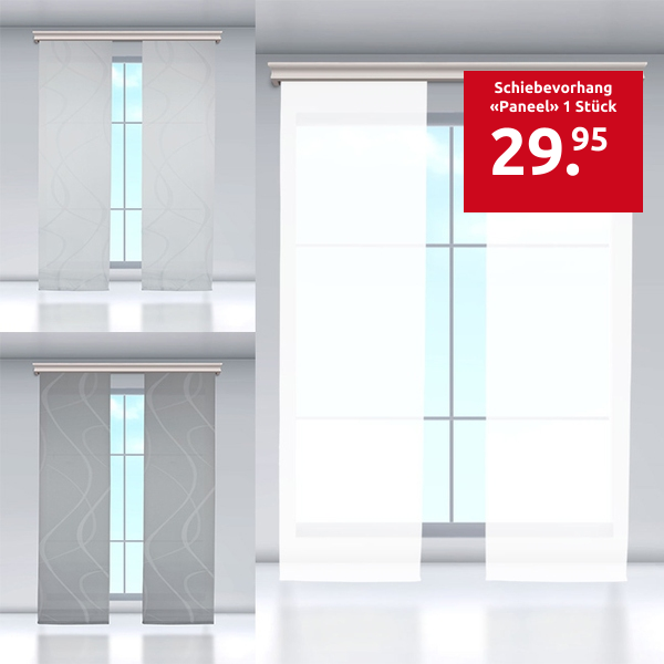 Schiebevorhang «Paneel» 1 Stück, uni weiss
