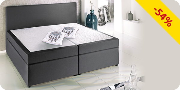 Boxspring-Bett «Grey 2», feste Matratze, 160 x 200 cm, anthrazit